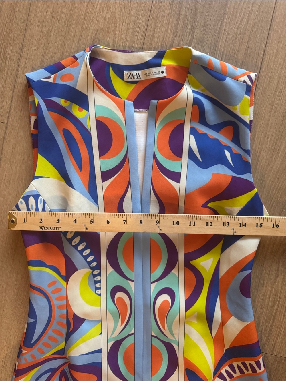 Zara Sleeveless Mod Retro Mini Dress Abstract Print Multi Size S - Picture 13 of 15